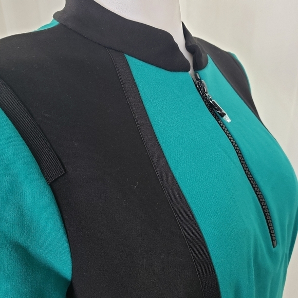 Worth New York Jade green black colorblock scuba dress size 12 NWT - Picture 4 of 11